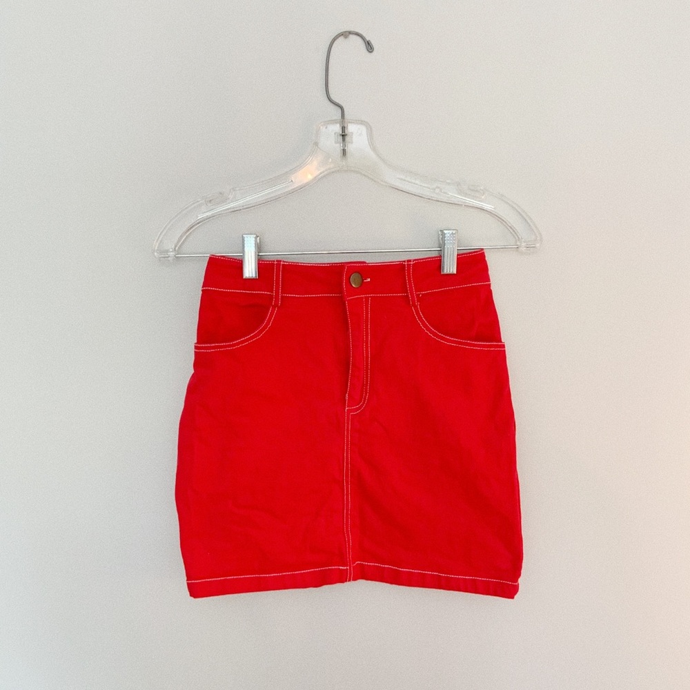 Red Denim Skirt